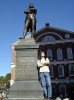 11 * Markus with the statue of Samuel Adams (1875, Anne Whitney) in front of Faneuil Hall